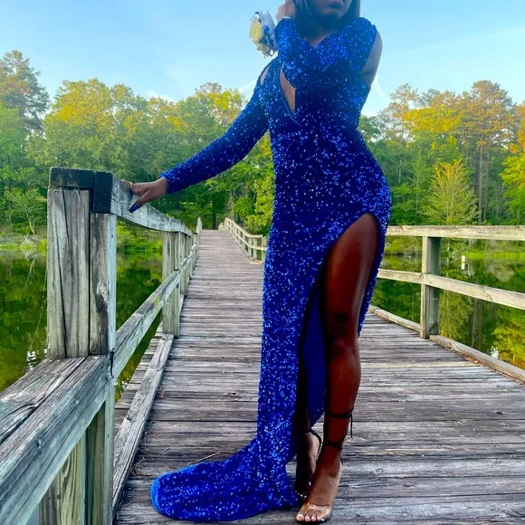 fashion nova royal blue dress Vestido Maxi In The Moment Sleeveless - Azul Rey Chocolate And Royal Gems Sequin Maxi Dress -